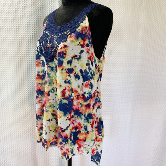 French Laundry Tie-Dye Print & Embroidery Top EUC - Picture 3 of 8